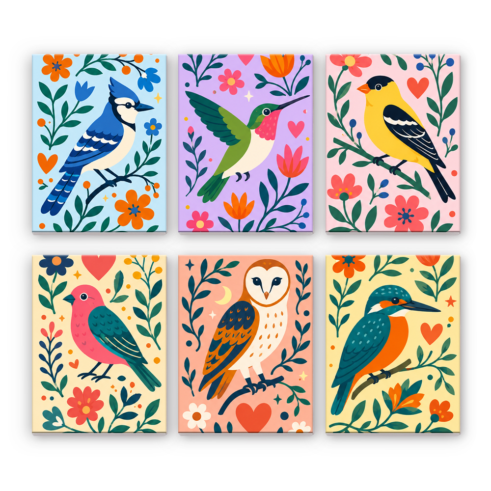 Pájaros entre flores – Pintura por números