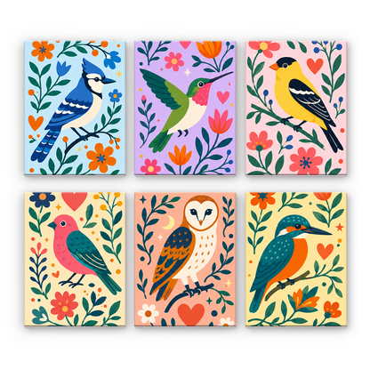 Pájaros entre flores – Pintura por números