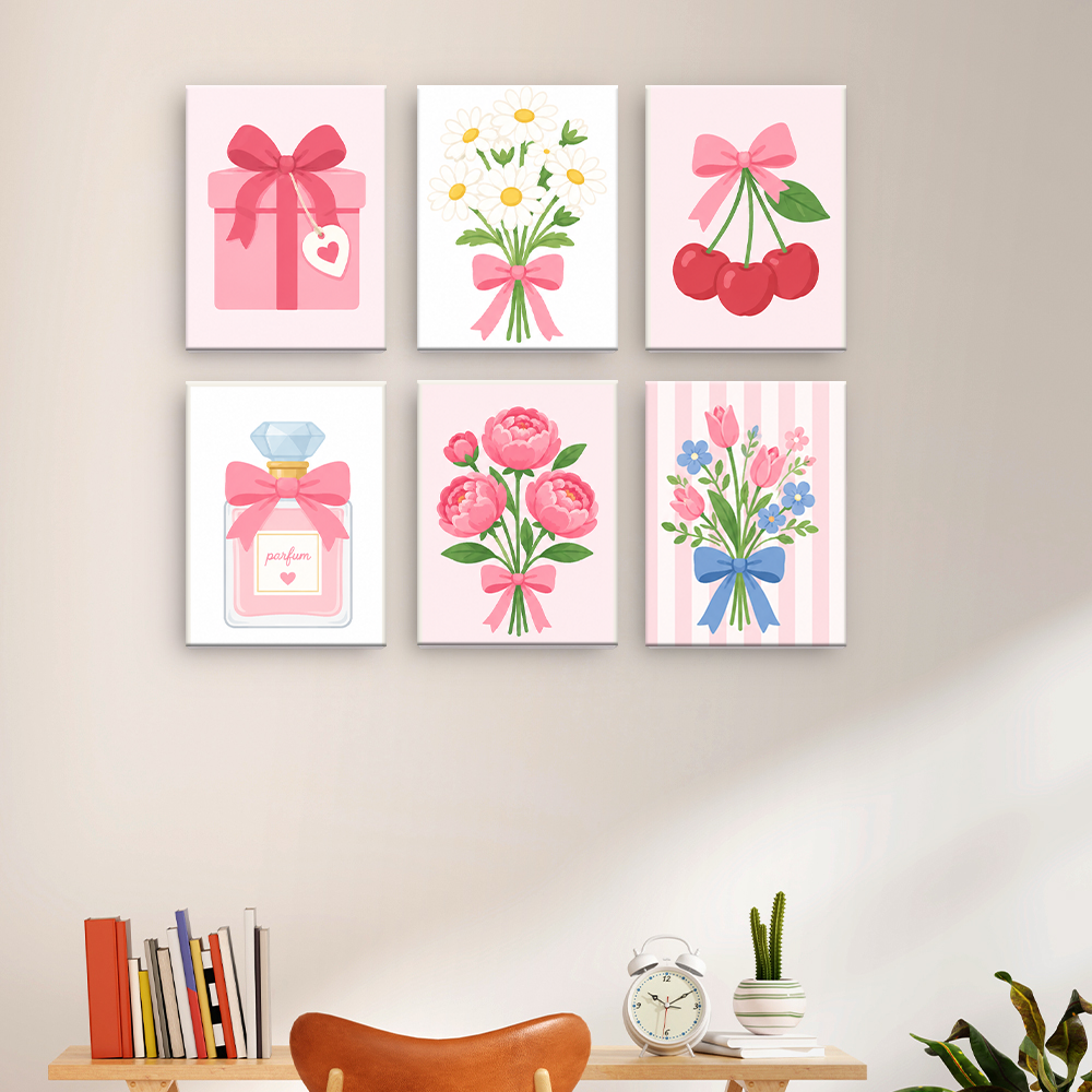 Lazos, flores y cerezas – Pintura por números