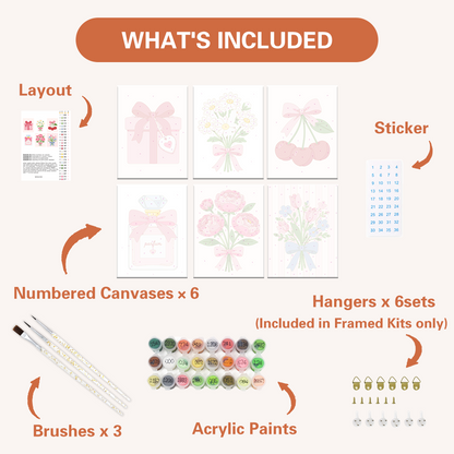 Lazos, flores y cerezas – Pintura por números