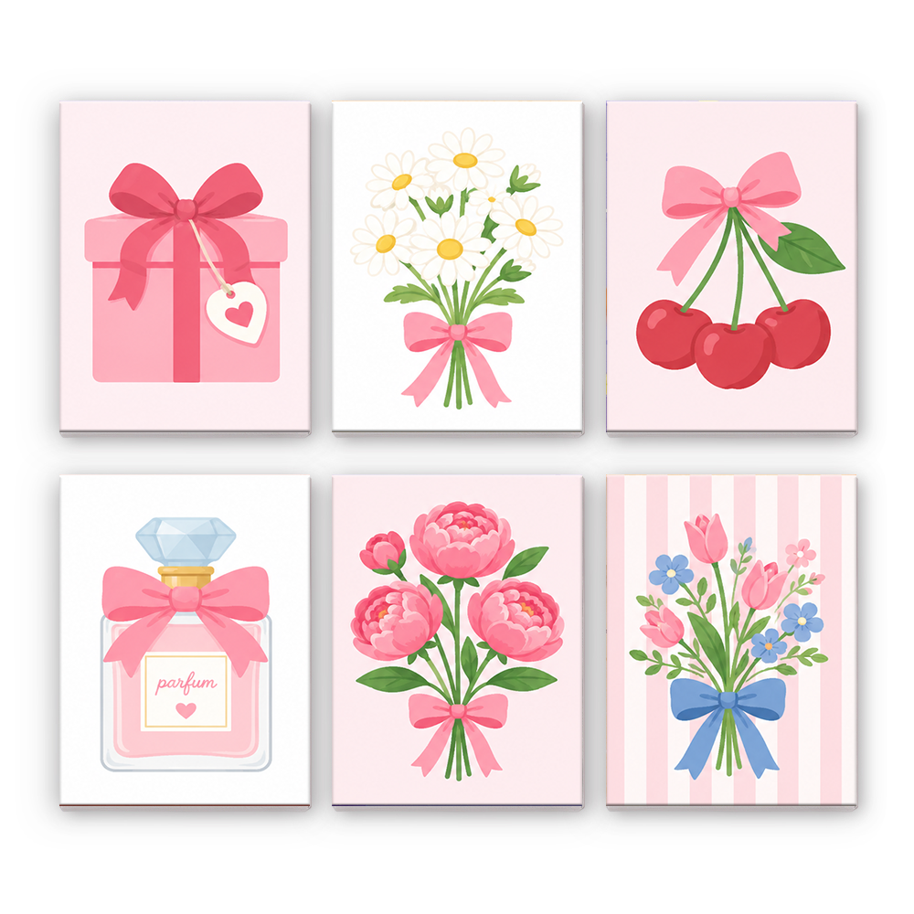 Lazos, flores y cerezas – Pintura por números