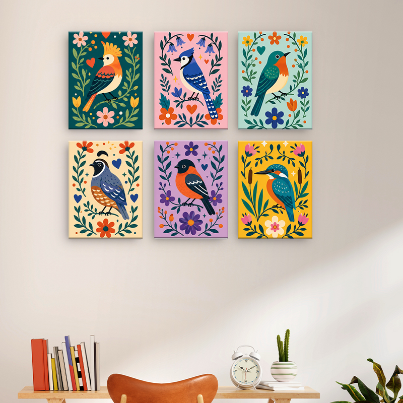 Pájaros cantores de colores – Pintura por números