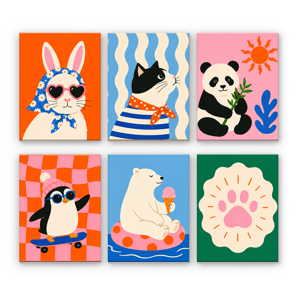 Pandilla de animales con estilo – Pintura por números