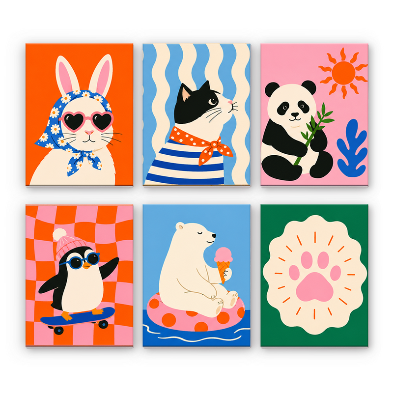 Pandilla de animales con estilo – Pintura por números