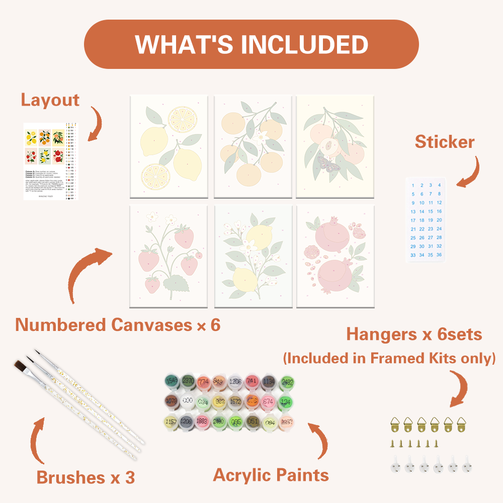 Jardín de frutas frescas – Pintura por números