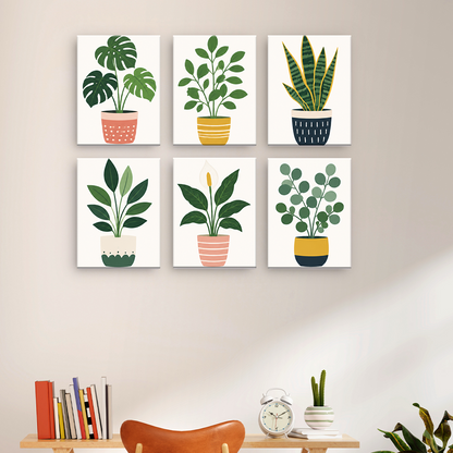 Plantas verdes en macetas – Pintura por números