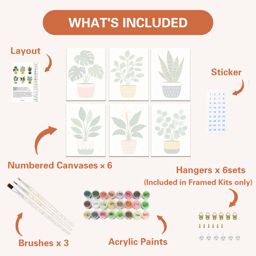 Plantas verdes en macetas – Pintura por números