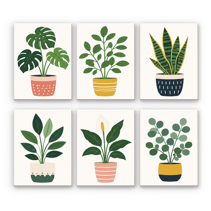 Plantas verdes en macetas – Pintura por números