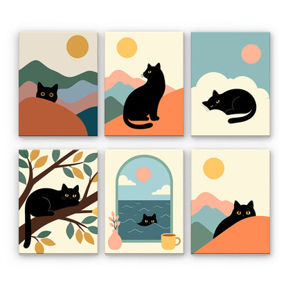 Gatos negros y paisajes