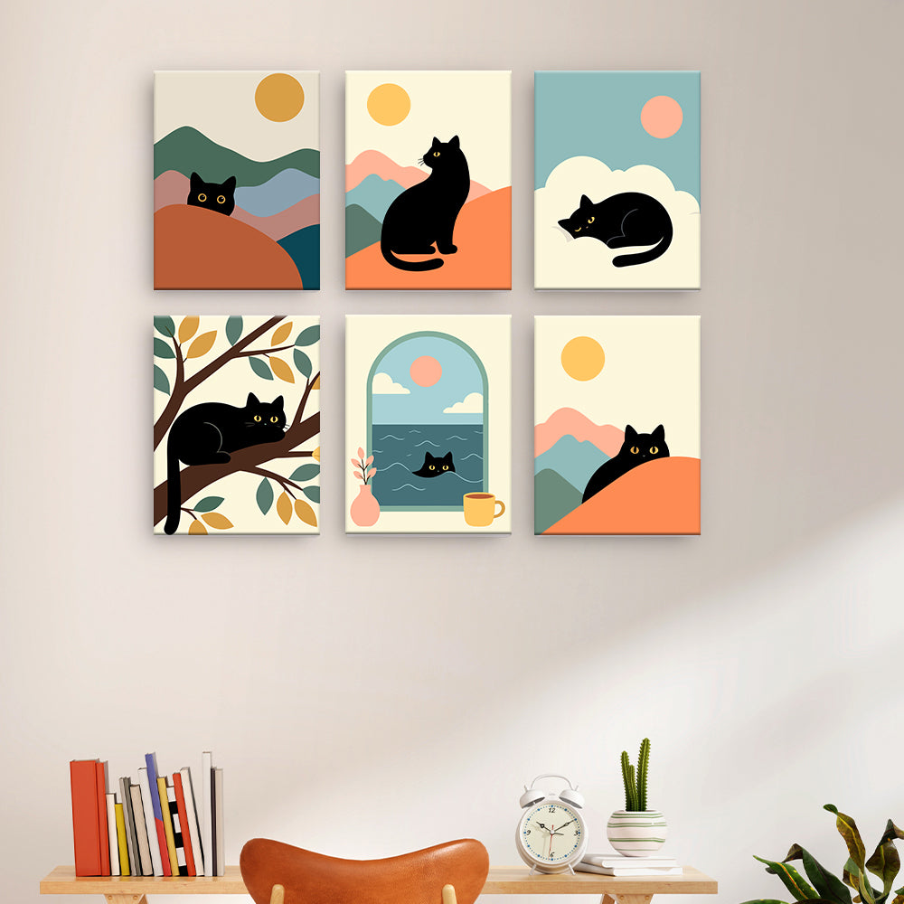 Gatos negros y paisajes