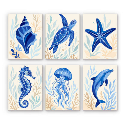 Animales del océano azul