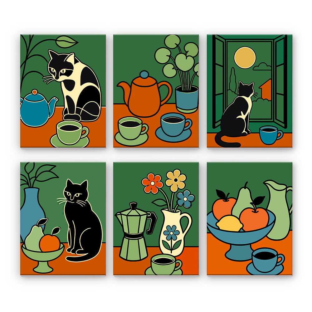 Bodegones de gatos y café