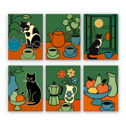 Bodegones de gatos y café
