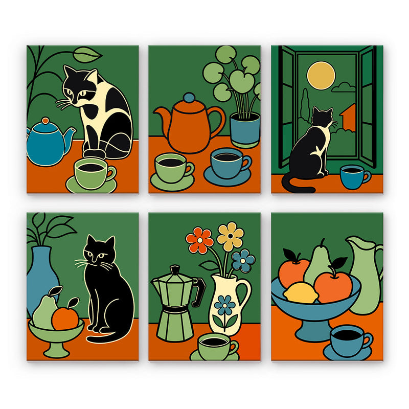 Bodegones de gatos y café