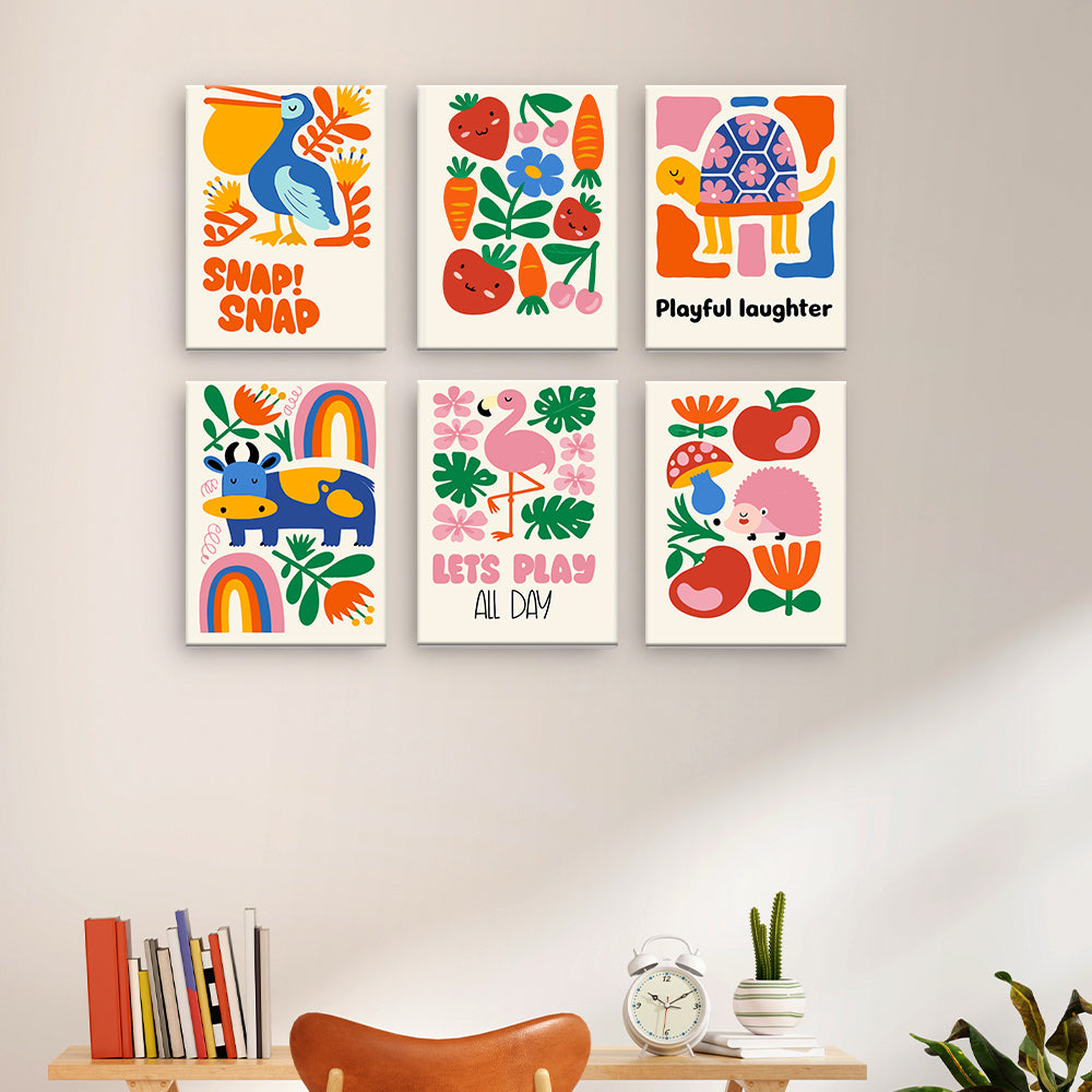 Animales y flores juguetones
