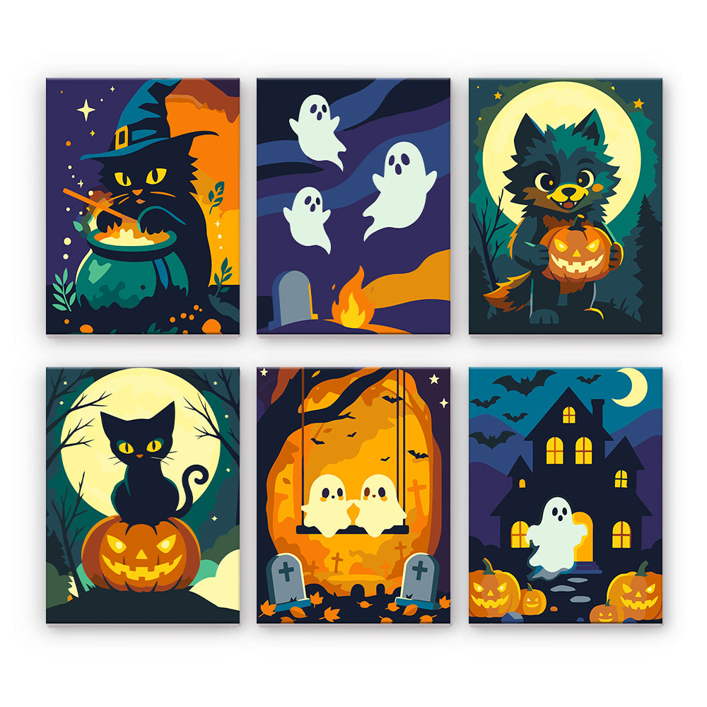 Gatos y fantasmas de Halloween