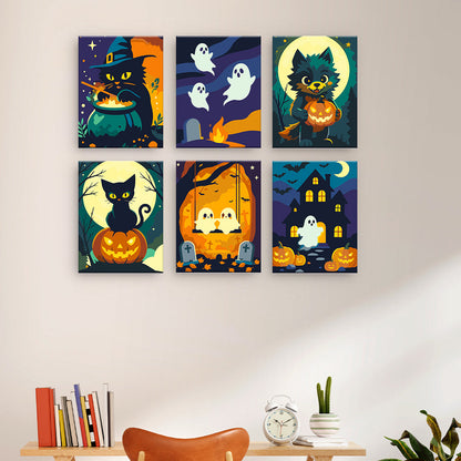 Gatos y fantasmas de Halloween
