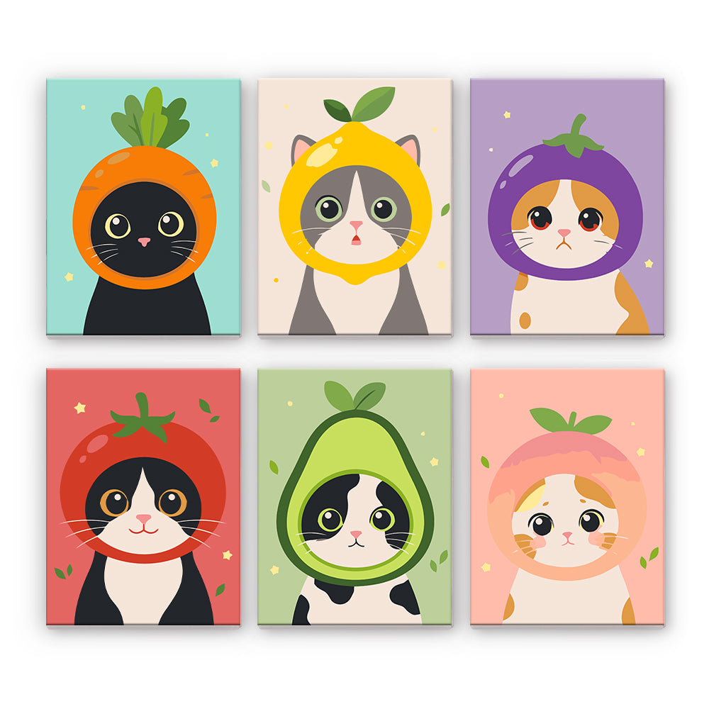 Gatos disfrazados de frutas