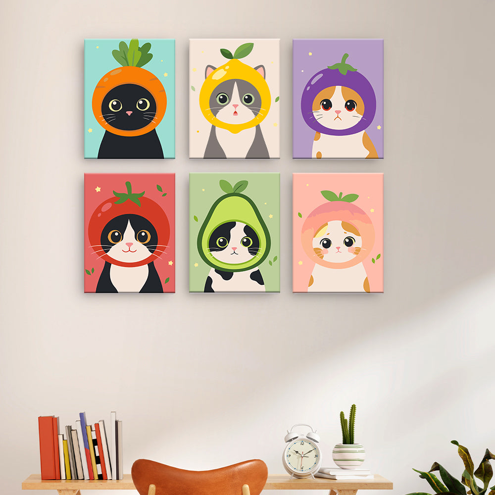 Gatos disfrazados de frutas