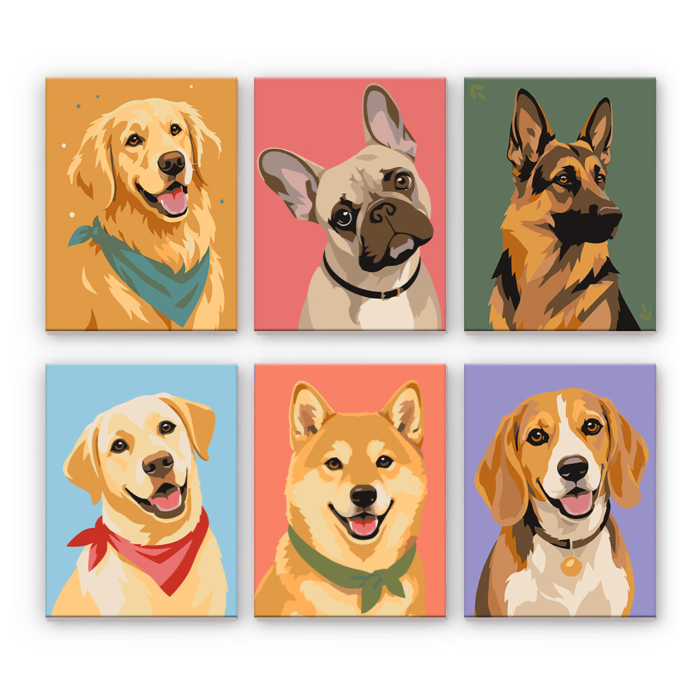 Retratos coloridos de perros