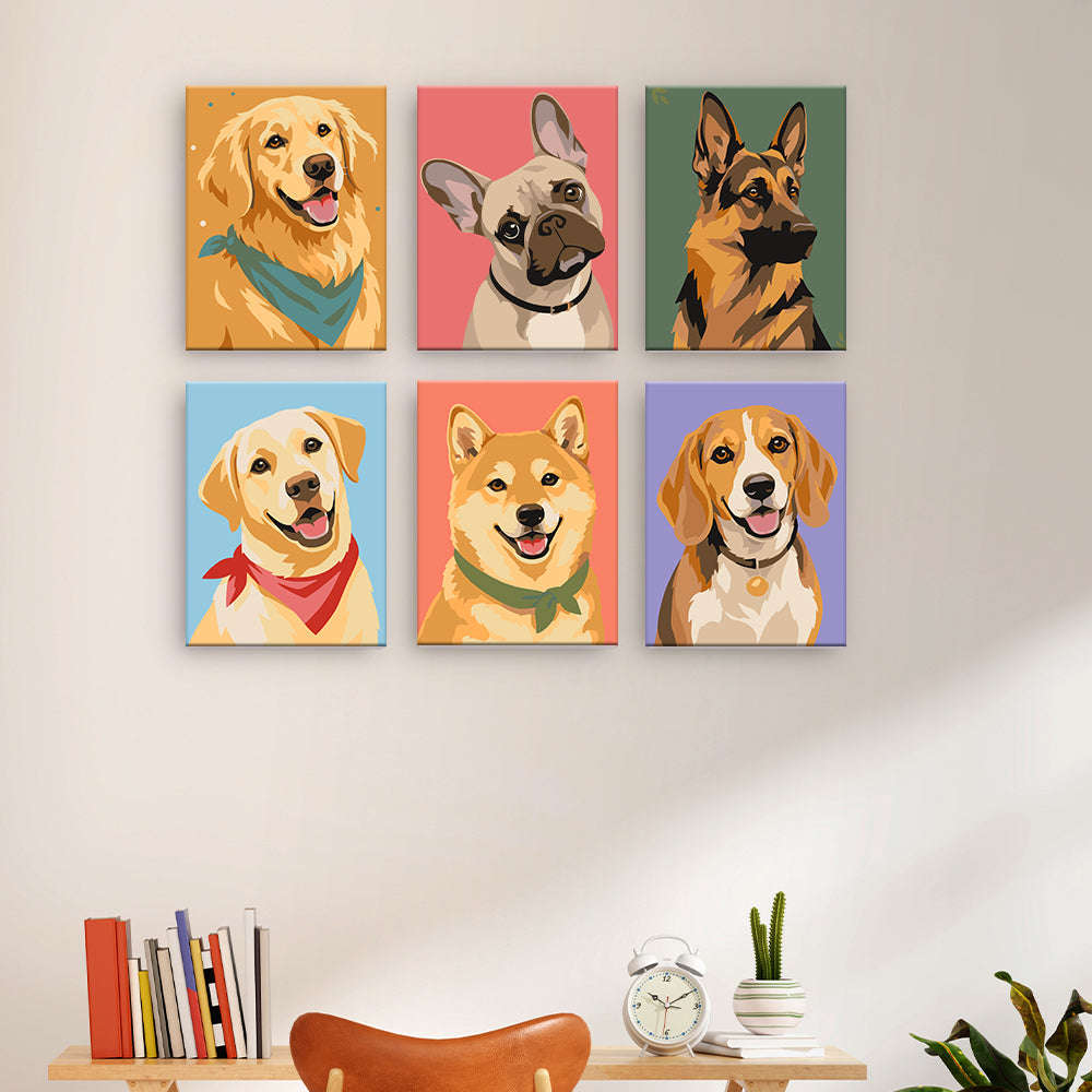 Retratos coloridos de perros
