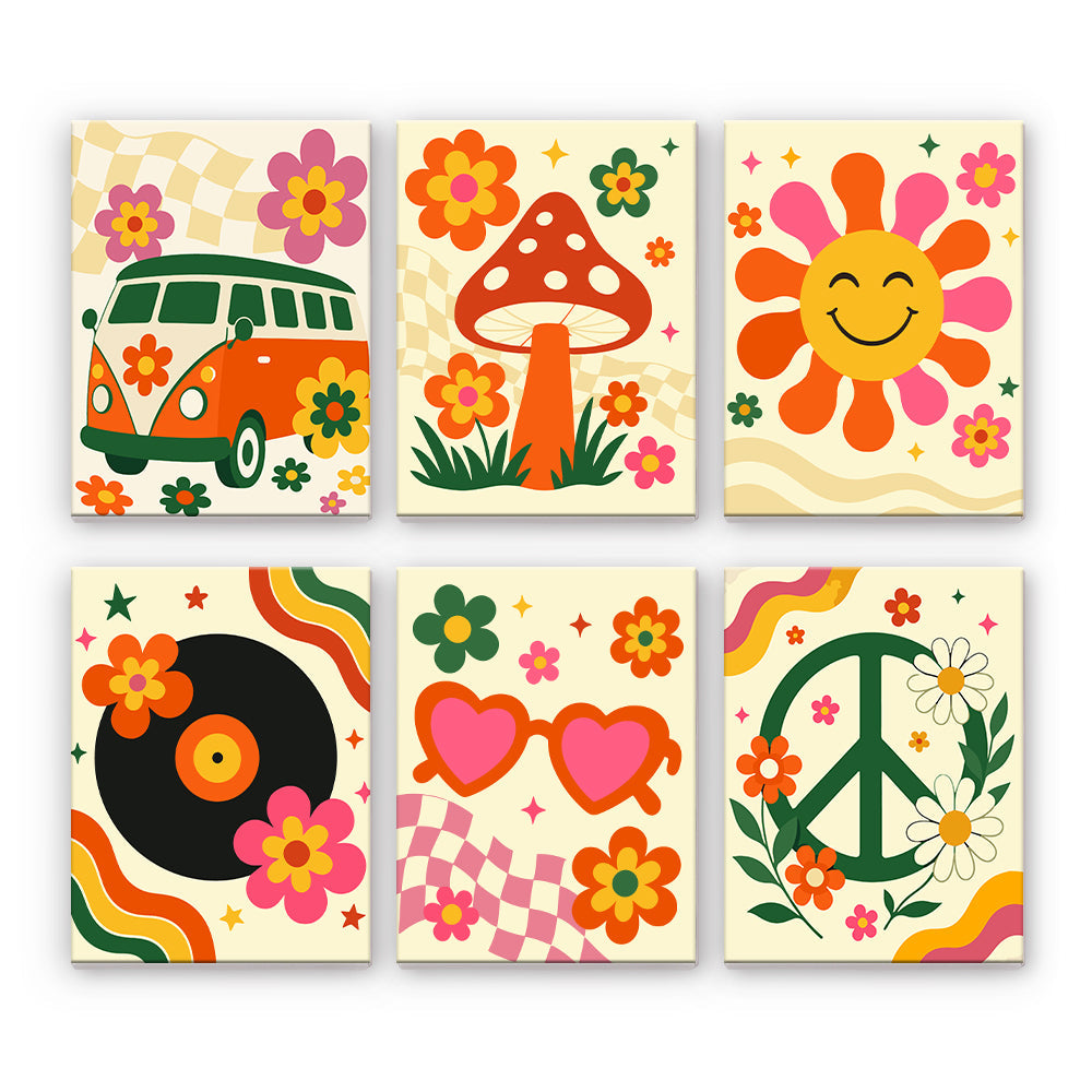 Iconos retro hippies