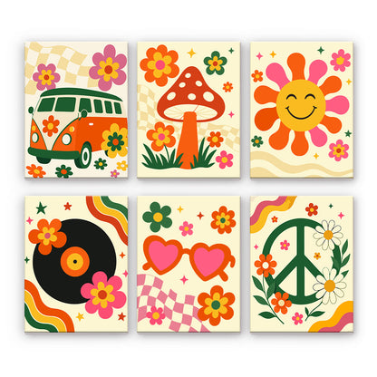 Iconos retro hippies