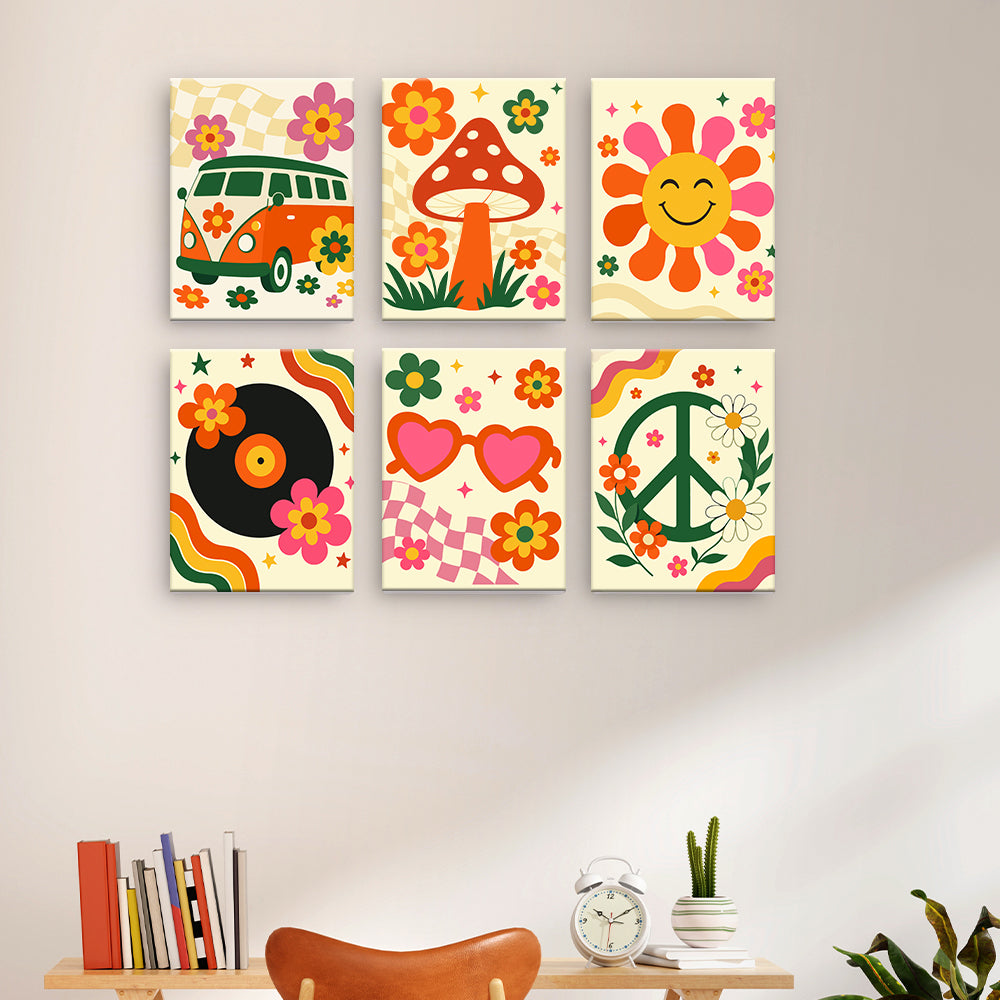 Iconos retro hippies