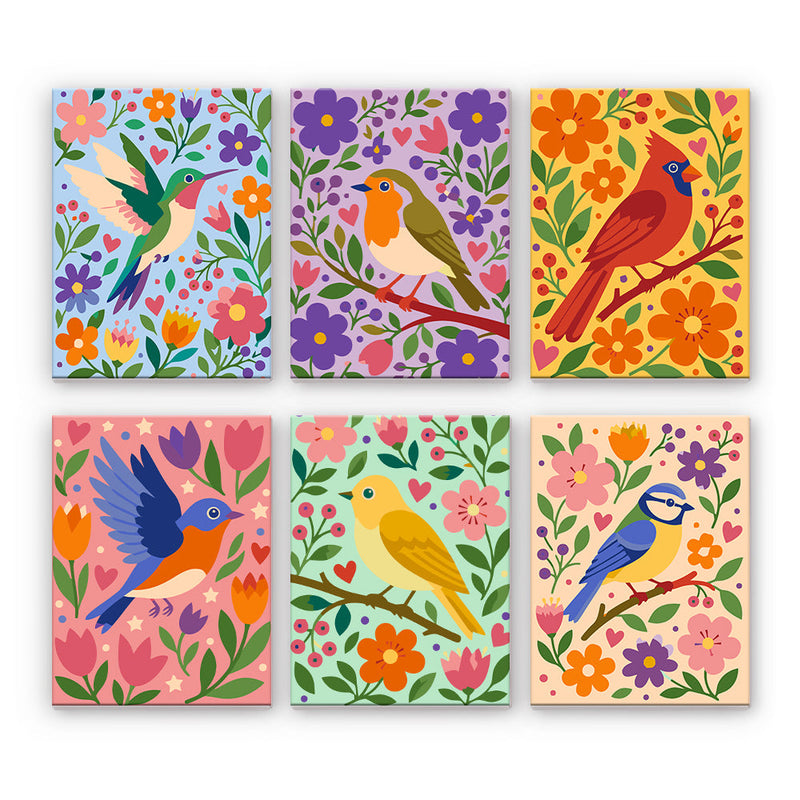 Ilustraciones florales de pájaros