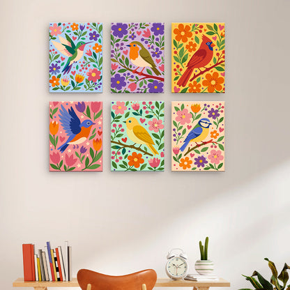 Ilustraciones florales de pájaros