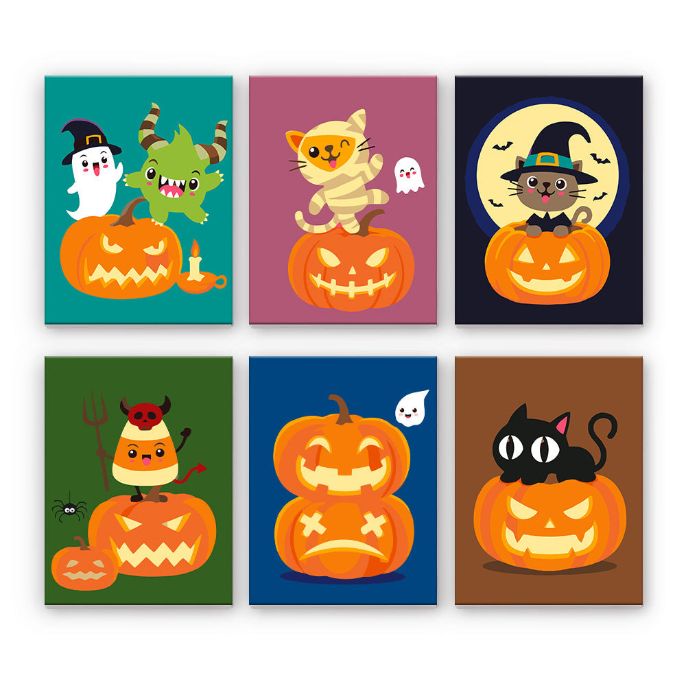 Gatos y calabazas de Halloween