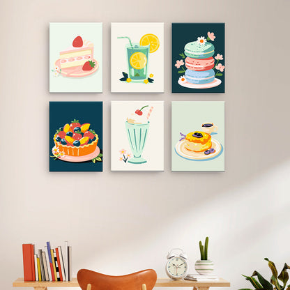 Postres y bebidas en colores pastel