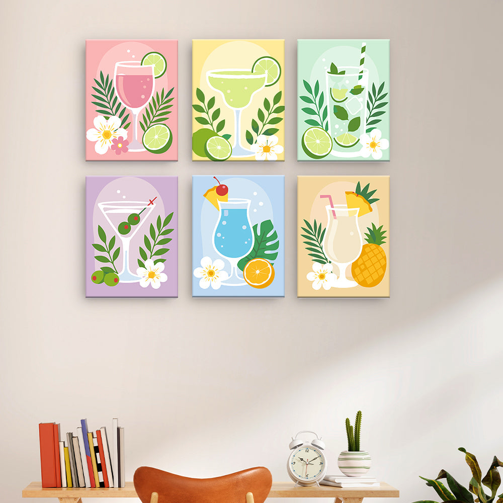 Cócteles tropicales en colores pastel