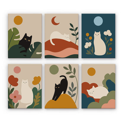 Paisajes minimalistas de gatos