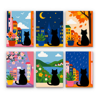 Gatos a través de las estaciones de la ciudad