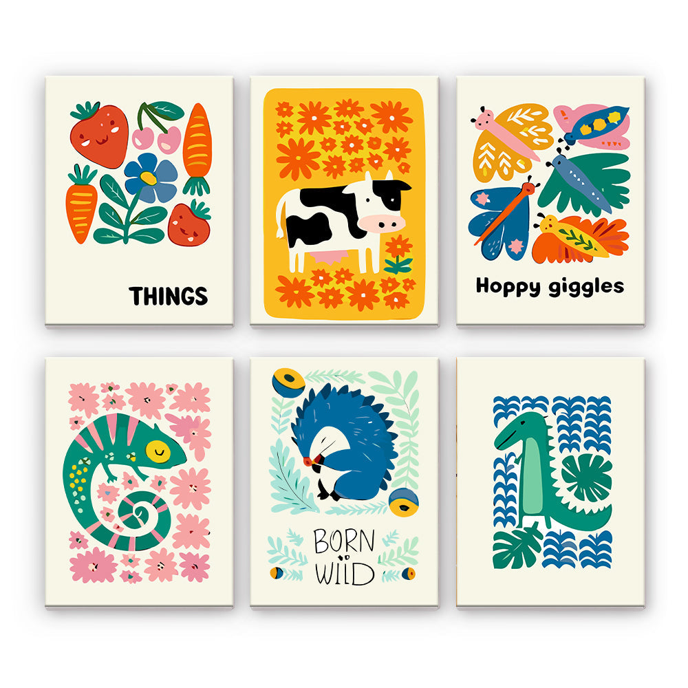 Flores y animales de granja juguetones