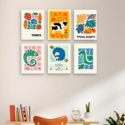 Flores y animales de granja juguetones