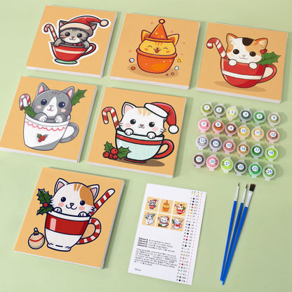 Gatito Con Taza De Té - Pintar por Números