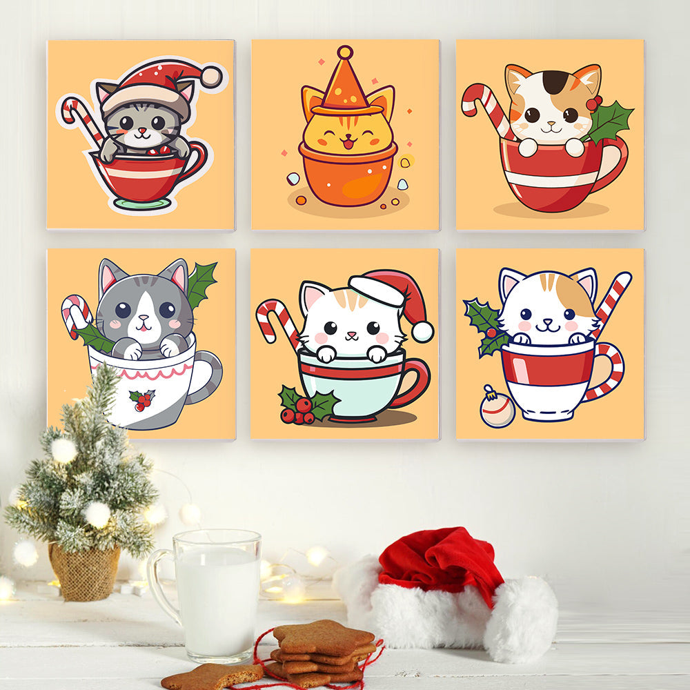 Gatito Con Taza De Té - Pintar por Números