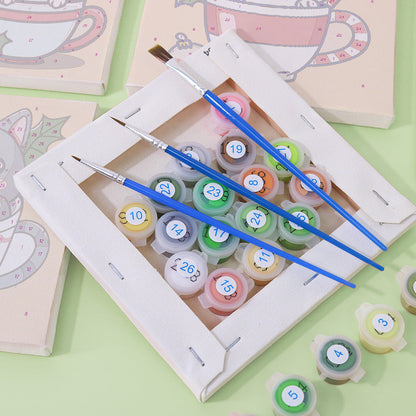 Gatito Con Taza De Té - Pintar por Números