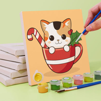 Gatito Con Taza De Té - Pintar por Números