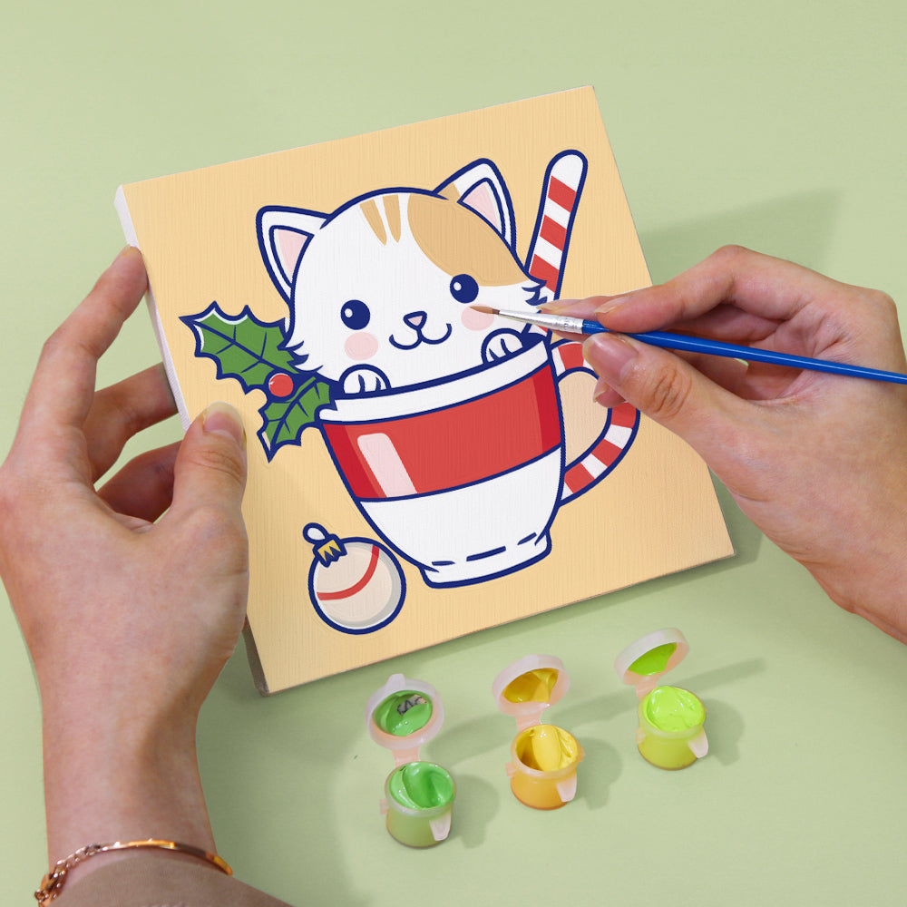 Gatito Con Taza De Té - Pintar por Números