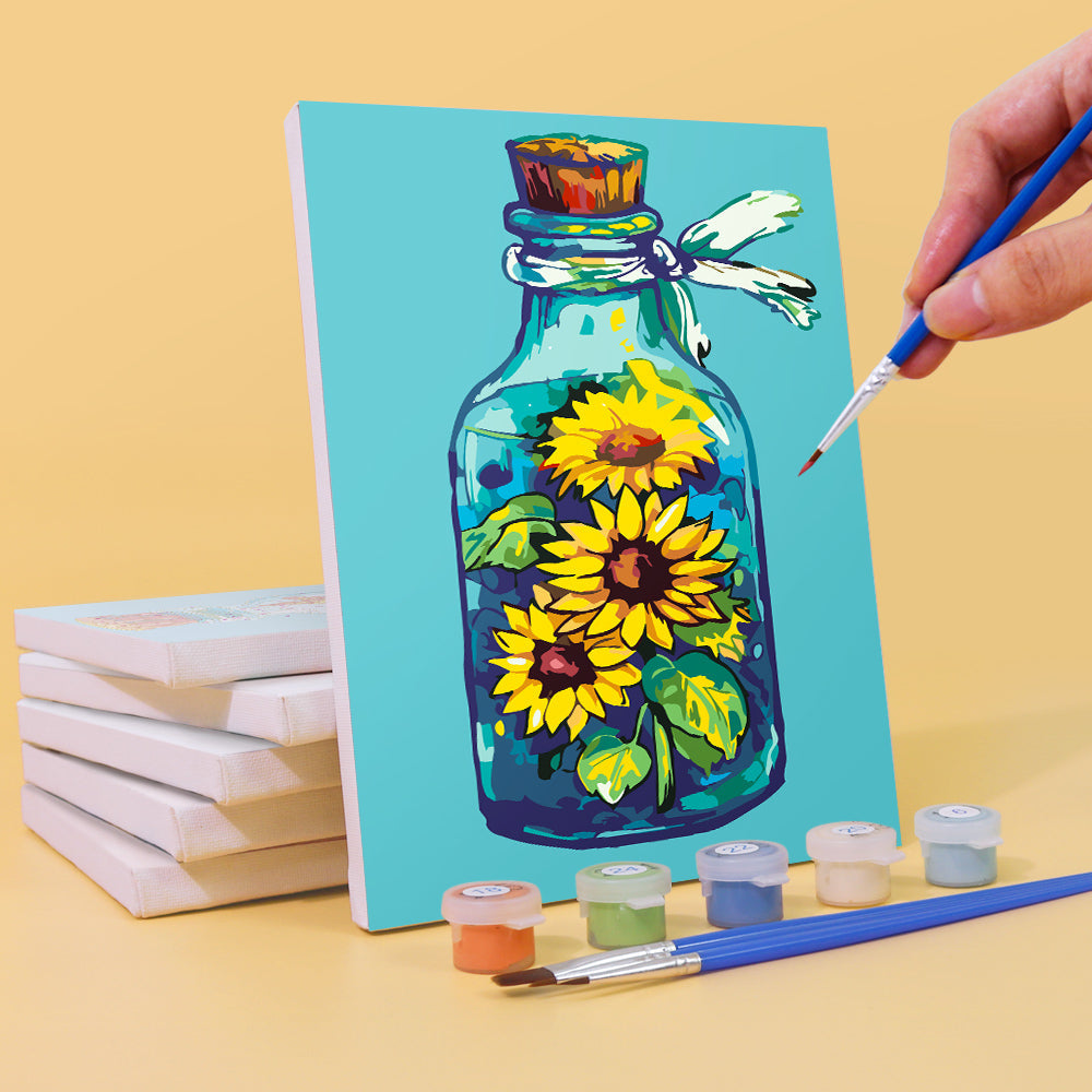 Botella Y Flores - Pintar por Números