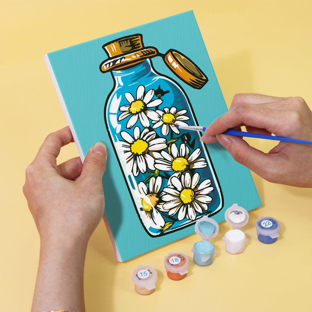 Botella Y Flores - Pintar por Números
