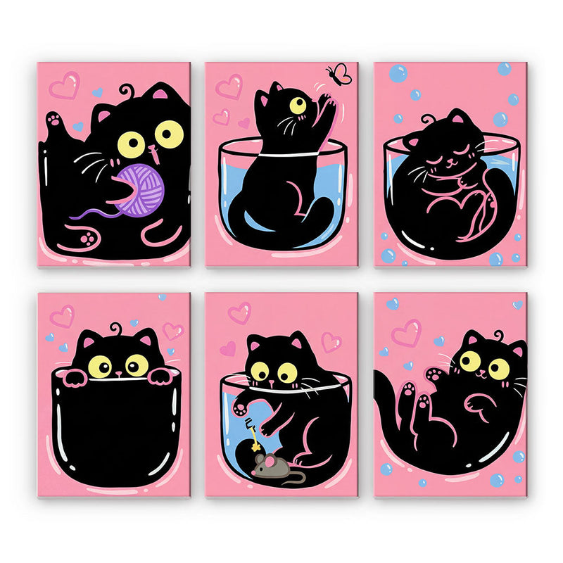Gatos negros rosados - Pintar por números