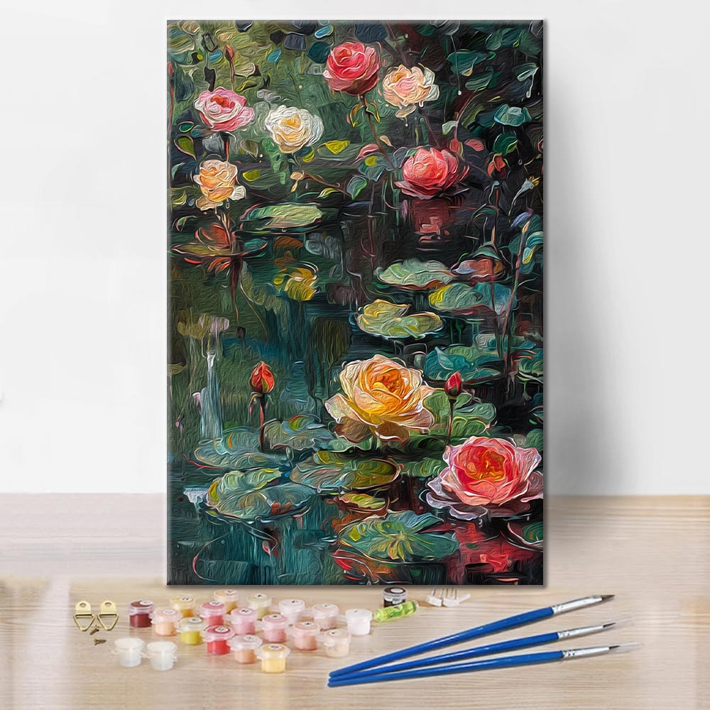 Rosas y nenúfares - Pintar por Números