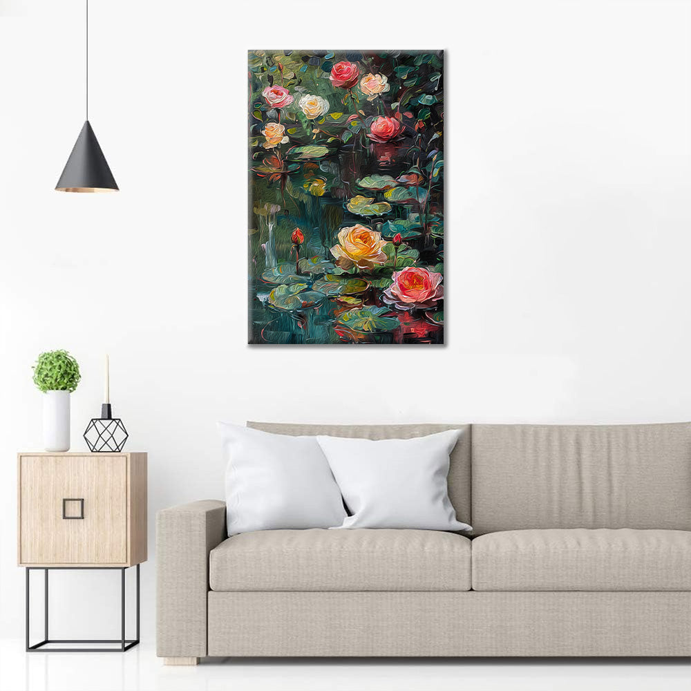 Rosas y nenúfares - Pintar por Números