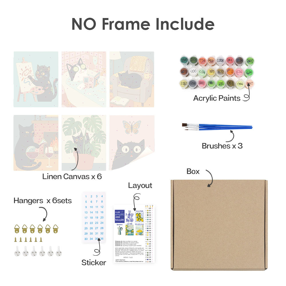 Gato negro tranquilo - Pintar por números