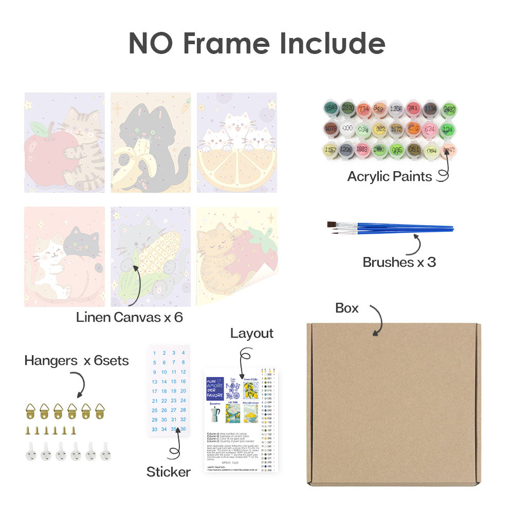 Gatitos y frutas - Pintar por números