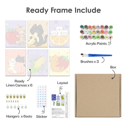 Gatitos y frutas - Pintar por números